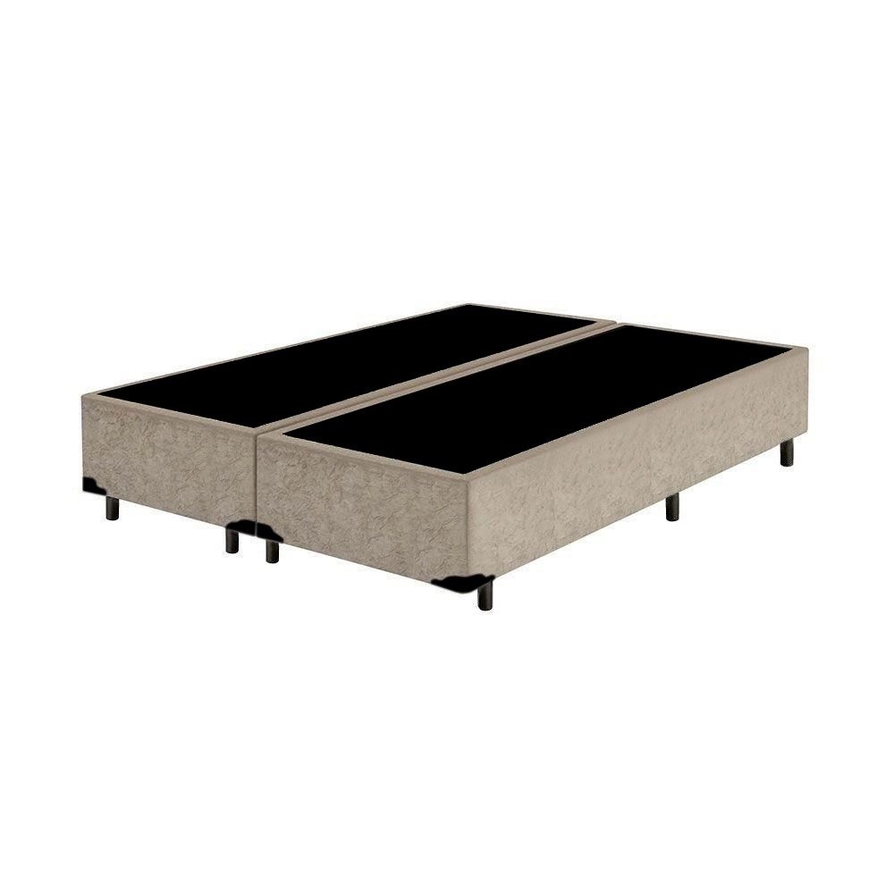 Base Box Casal Bipartido Suede Bege Imperium Do Sono