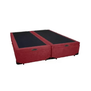 Cama Box Baú King Bipartido Suede Vermelho - Estrutura Reforçada - Com Pistão A Gás