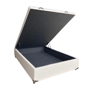 Cama Box Baú Viuvão Sintético Bege - Com Pistão A Gás