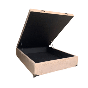 Cama Box Baú Viuvão Suede Bege - Com Pistão A Gás