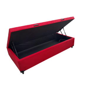 Cama Box Baú Solteirão Suede Vermelho - Estrutura Reforçada - Com Pistão A Gás