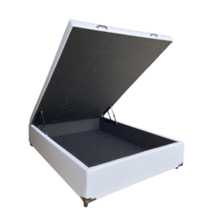 Cama Box Baú Viuvão Sintético Branco - Com Pistão A Gás