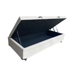 Cama Box Baú Solteiro Linhão Bege - Estrutura Reforçada - Com Pistão A Gás