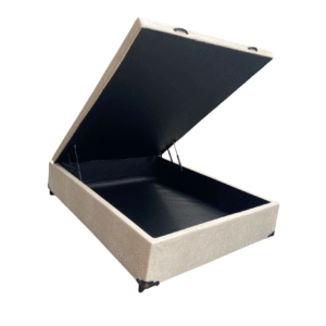 Cama Box Baú Casal Linhão Bege - Estrutura Reforçada - Com Pistão A Gás