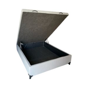 Cama Box Baú Viuvão Linhão Cinza - Com Pistão A Gás