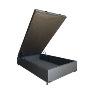 Cama Box Baú Viuvão Linhão Preto - Estrutura Reforçada - Com Pistão A Gás