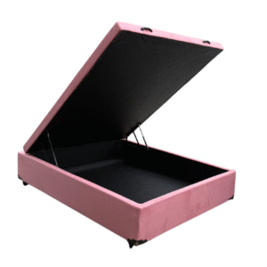 Cama Box Baú Casal Suede Rose - Estrutura Reforçada - Com Pistão A Gás
