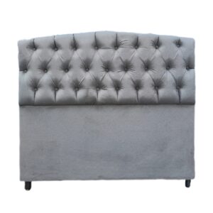 Cabeceira Queen Suede Cinza Capitonê