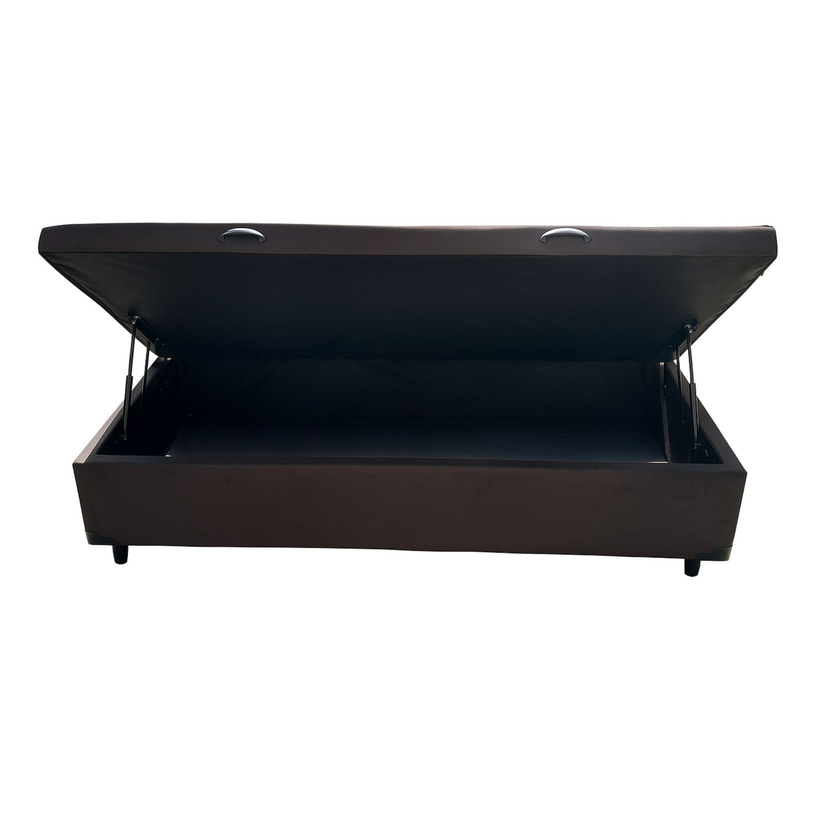 Cama Box Baú Solteiro Suede Marrom - Com Pistão A Gás