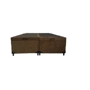 Cama Box Baú Casal Bipartido Suede Marrom Com Pistão A Gás