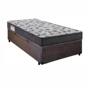 Cama Box Baú Solteiro Suede Marrom + Colchão Solteiro de Espuma - Ortobom Iso 100