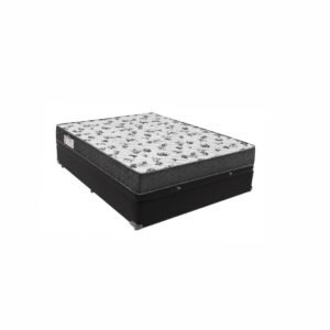 Cama Box Baú Casal Suede Preto + Colchão Casal de Espuma - Ortobom Iso 100