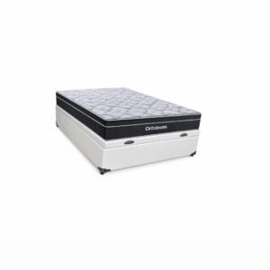 Cama Box Baú Casal Sintético Branco + Colchão Casal de Molas- Ortobom Elegant Superpocket